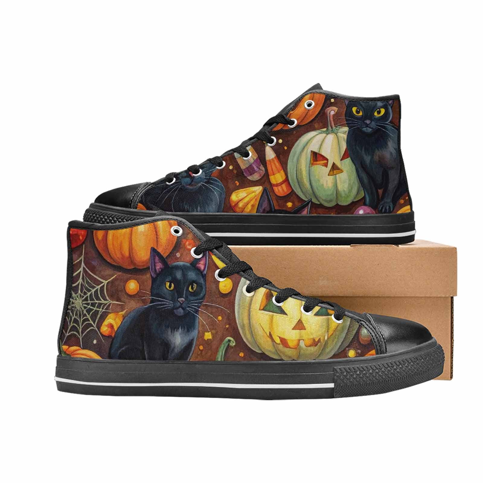 WOMEN'S Halloween High Top Canvas Wallpaper Art Custom Sneakers