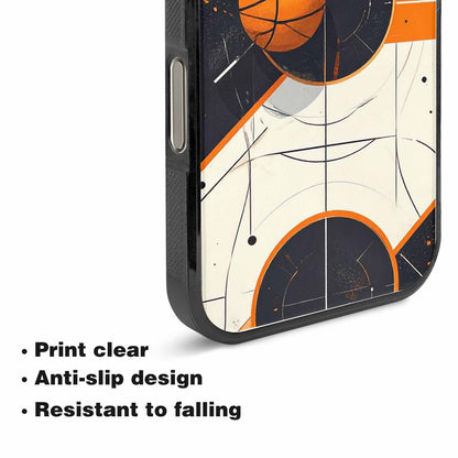 iPhone 15 Pro Max Case — Basketball Pattern Court Lines And Balls, Unique Phone Case Design