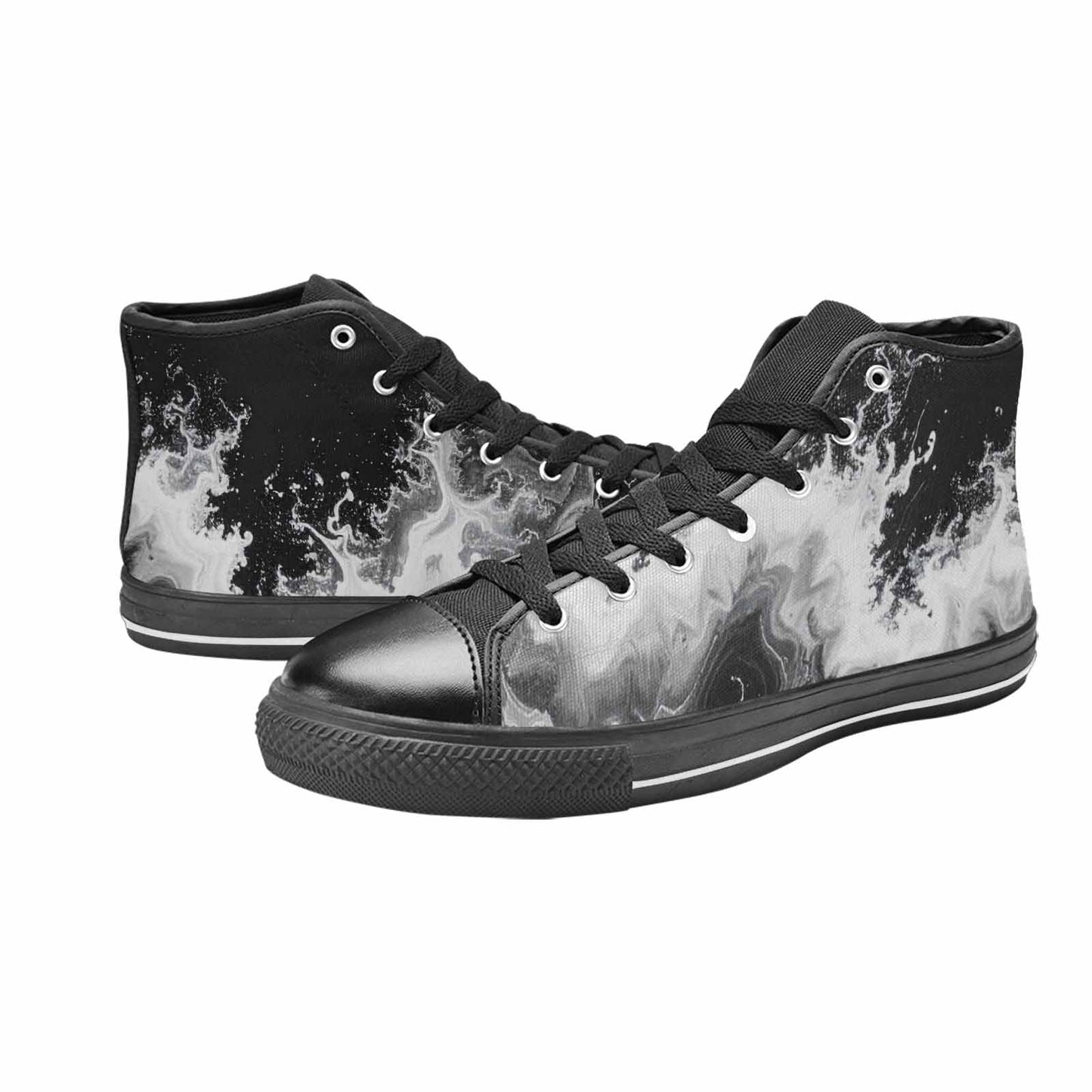 MEN'S Tie Dye Acid Wash Black White High Top Canvas Cottagecore Sneakers