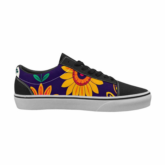 WOMEN'S Sunflowers And Skulls Canvas Lace-Up Vibrant Chaos Sneakers