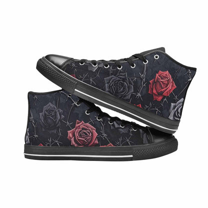 MEN'S Black Gothic Rose High Top Canvas Vibrant Chaos Custom Shoes