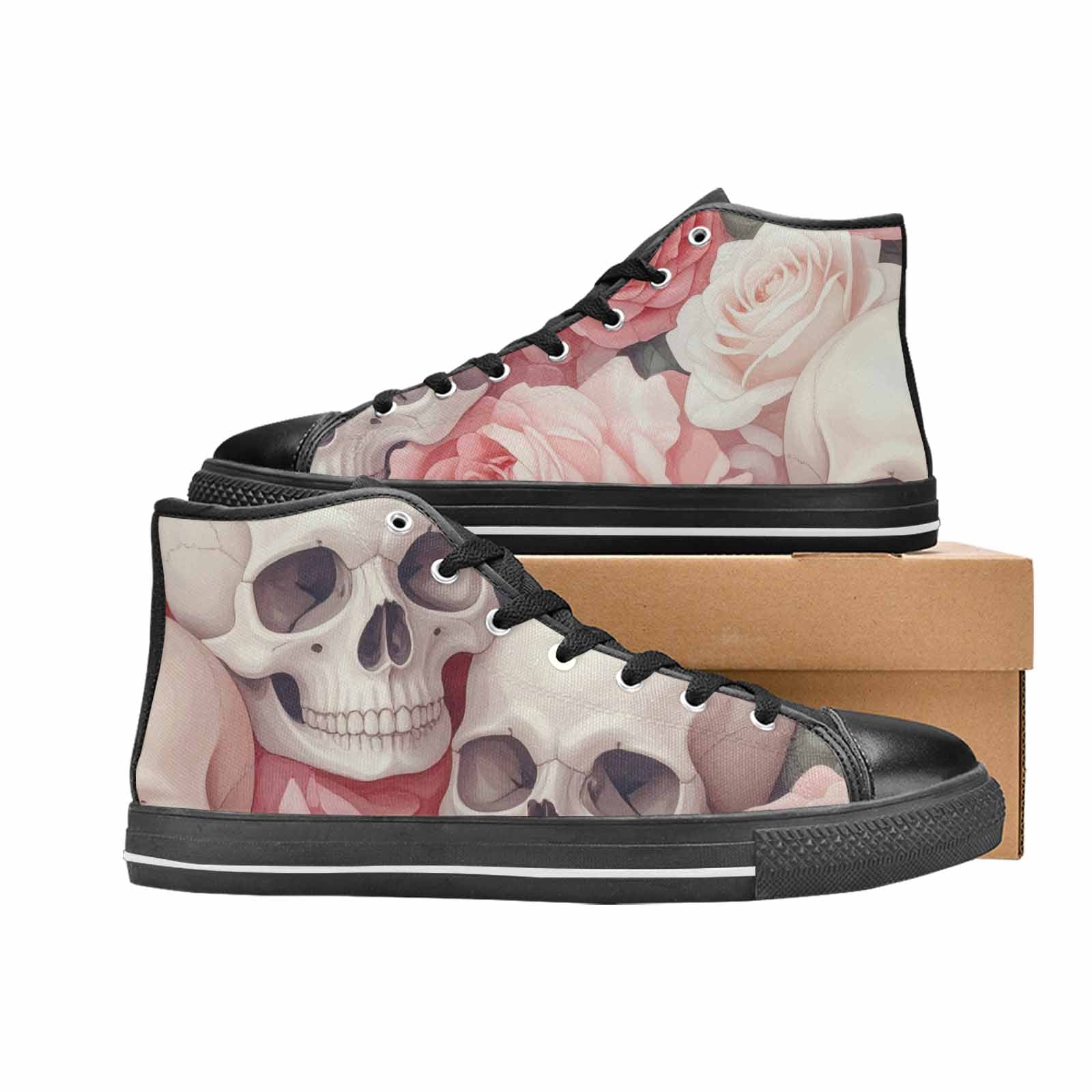 MEN'S Skulls Roses Soft Airbrush High Top Canvas Surreal Sneakers