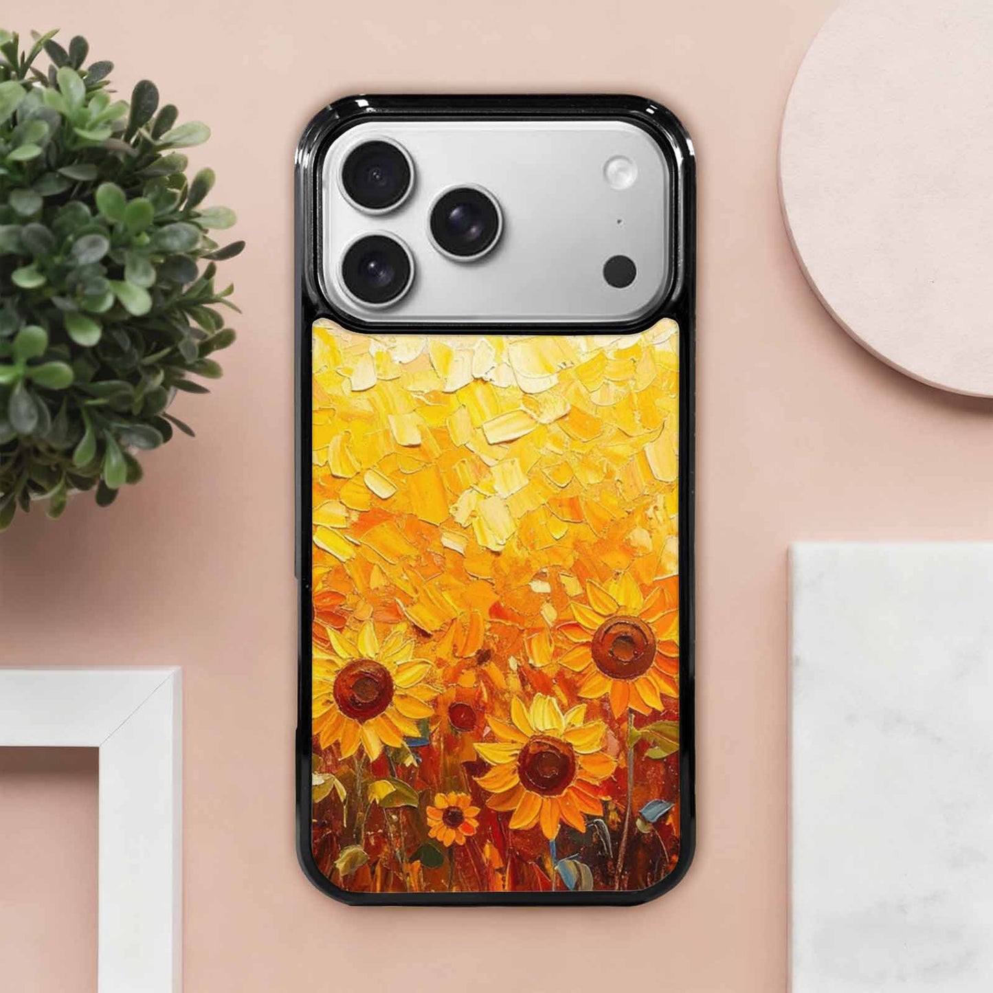 iPhone 17 Pro Max Case — Impressionist Sunflower Brushstroke Pattern Floral, Original Design Phone Case