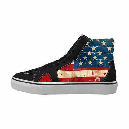 WOMEN'S American Flag Stars High Top Canvas Grunge Custom Sneakers