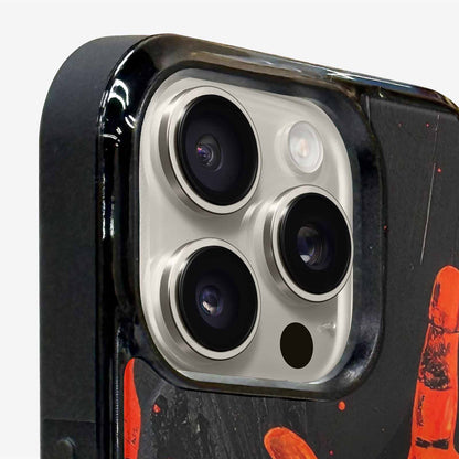 iPhone 16 Pro Max Case — Splatter Paint Art Hand Prints Black, Custom Designed Case Cover
