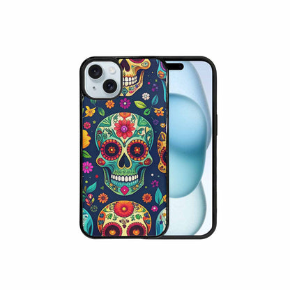 iPhone 15 Plus Case — Rainbow Sugar Skull Weave, Custom Phone Case