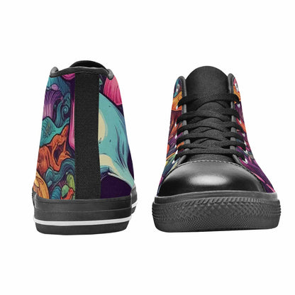 MEN'S Mushroom Skull High Top Canvas Wallpaper Art Custom Shoes