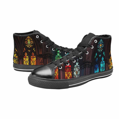 WOMEN'S Stained Glass Cathedral High Top Canvas Cottagecore Shoes