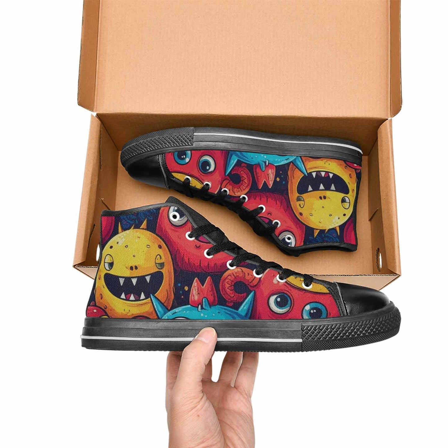 MEN'S Cartoon Monster Character High Top Canvas Neon Fantasy Custom Sneakers