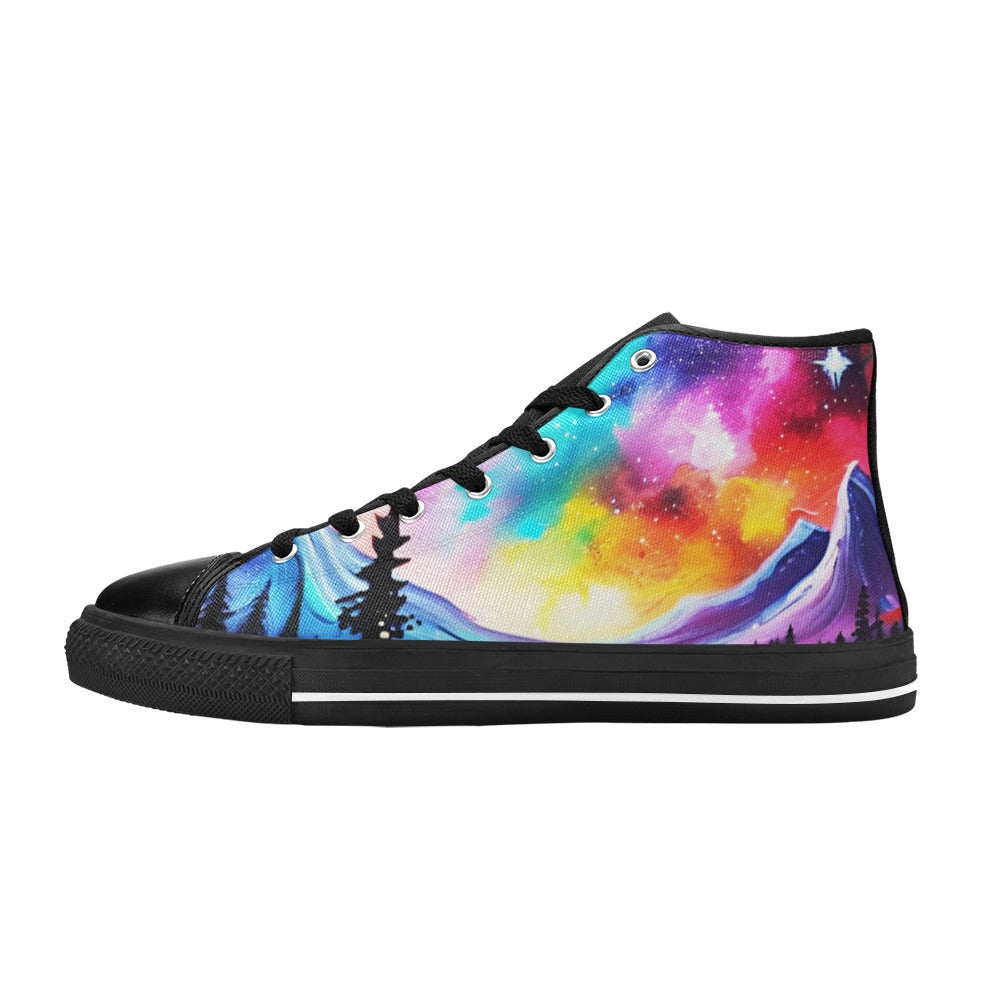 MEN'S Acrylic Colorful Galaxy Art High Top Canvas Cottagecore Custom Shoes