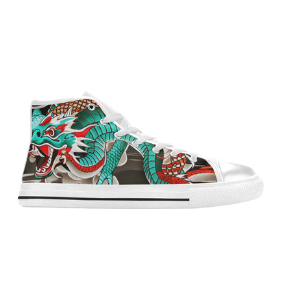 WOMEN'S Japanese Dragon Art High Top Canvas Wallpaper Art Shoes