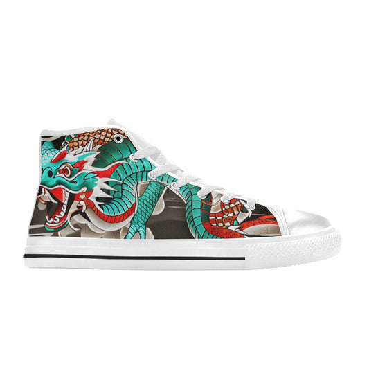 WOMEN'S Japanese Dragon Art High Top Canvas Wallpaper Art Shoes