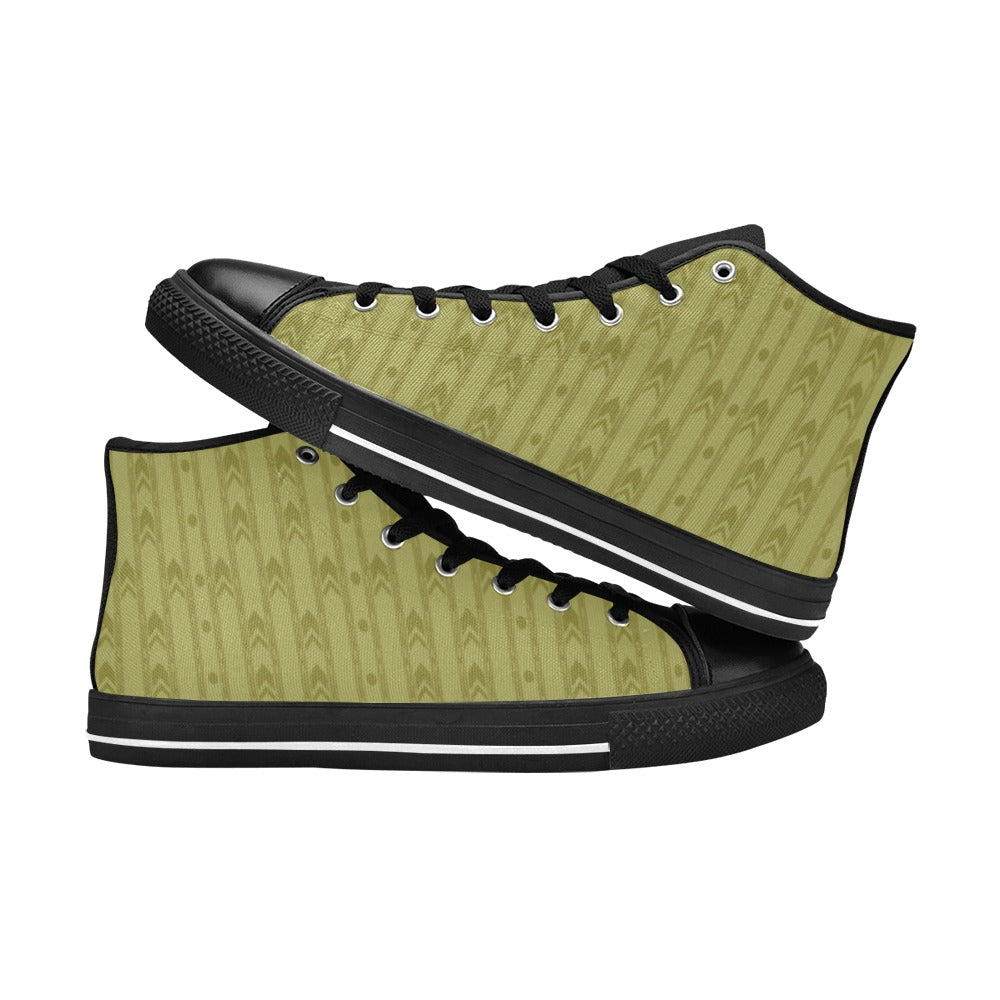 Liminal Horror High-Tops | Yellow Wallpaper Sneakers Kids' High Top Canvas Shoes-4 Sides (Model 017)
