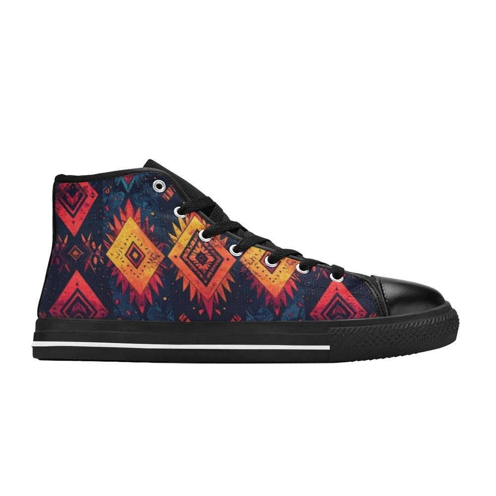 Wild Tribal Ripple 2 Kids' High Top Canvas Shoes