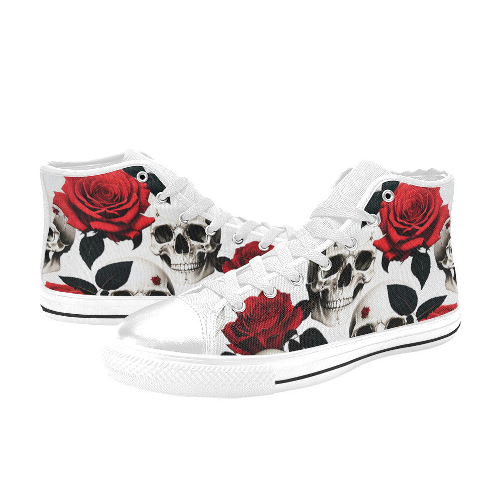 WOMEN'S Skulls Roses Deluxe 5 High Top Canvas Aesthetic Shoes