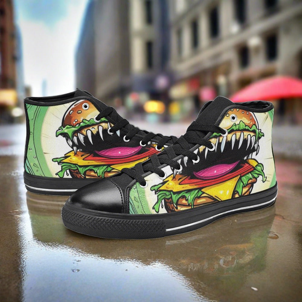 Aurora Borealis Crimson Black Custom WOMEN Bold Art - Freaky Shoes | Custom Art Sneakers
