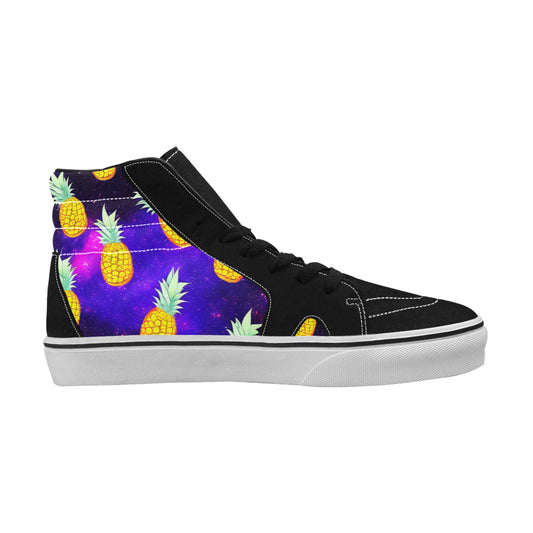 WOMEN'S Galaxy Pineapples 2 High Top Skateboarding Wallpaper Art Shoes