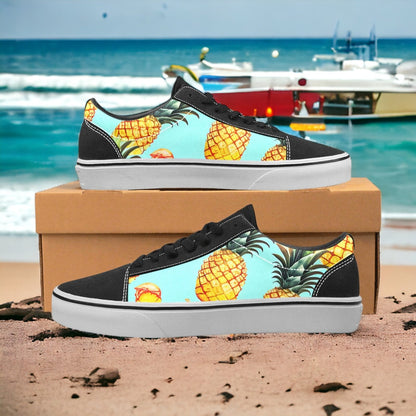 Cherry Blossom Silver Blue Vivid WOMEN Bold Art - Freaky Shoes | Custom Art Sneakers