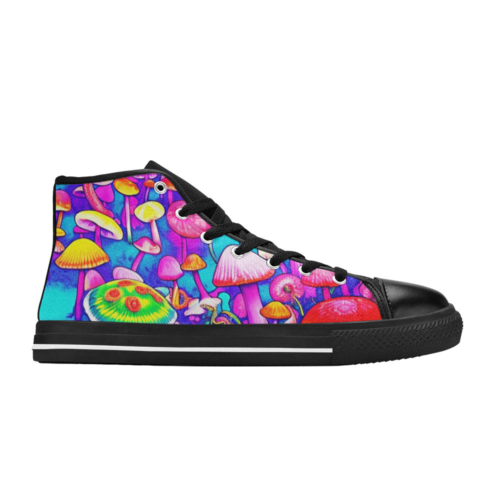MEN'S Colorful Mushrooms Art Vibes High Top Canvas Y2K Custom Shoes