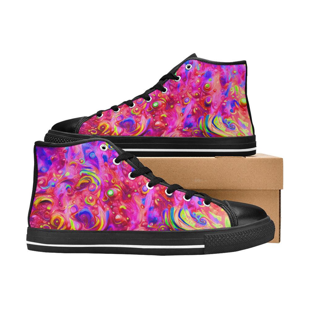 WOMEN'S Cc Acid Bath Art High Top Canvas Cottagecore Custom Sneakers