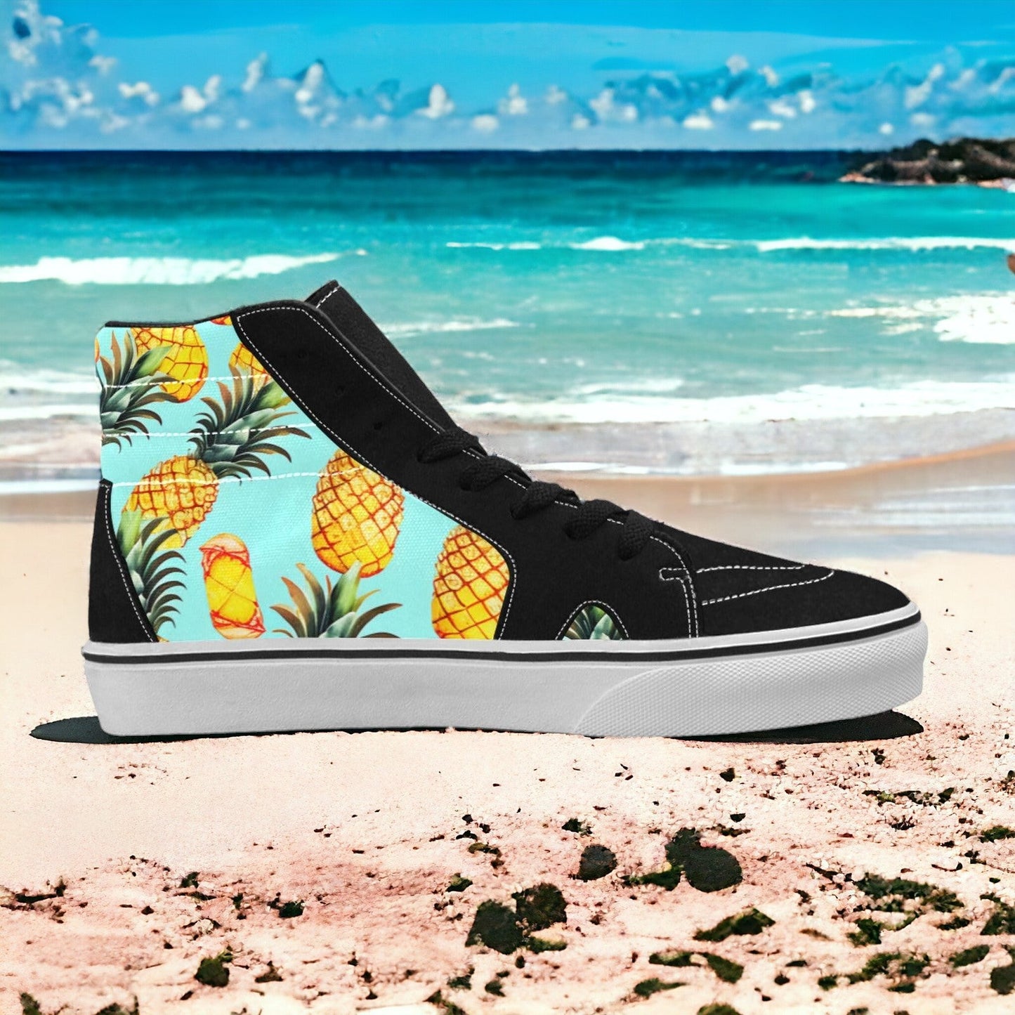 Cherry Blossom Teal Gold Wearable WOMEN Bold Art - Freaky Shoes | Custom Art Sneakers