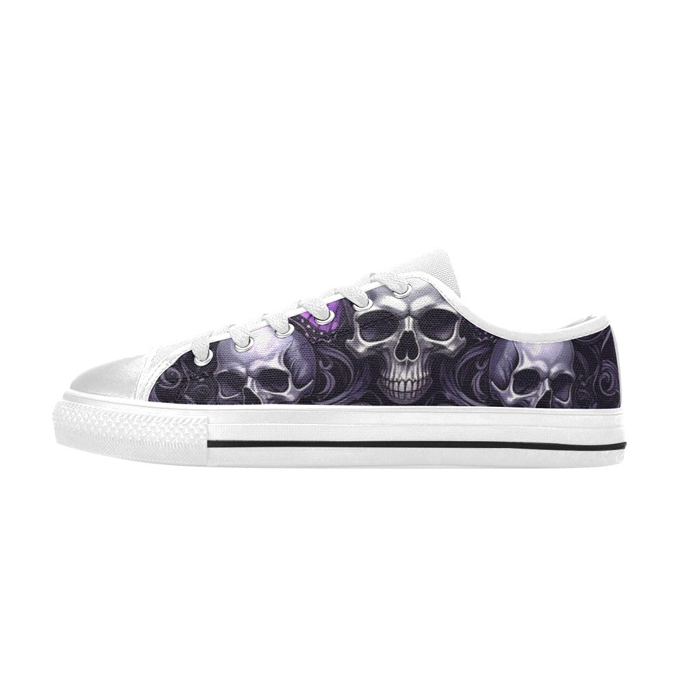 KIDS' Skull Butterfly Purple Iridescent Low Top Canvas Grunge Shoes