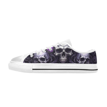 KIDS' Skull Butterfly Purple Iridescent Low Top Canvas Grunge Shoes