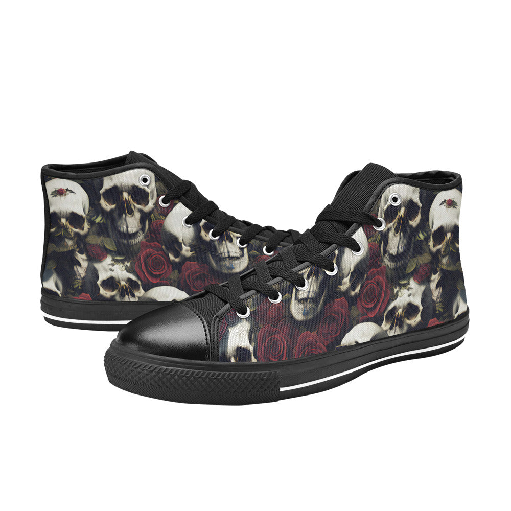 MEN'S Rose Skulls Dark Men’S High Top Canvas Dreamcore Custom Sneakers