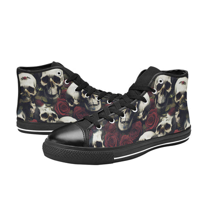MEN'S Rose Skulls Dark Men’S High Top Canvas Dreamcore Custom Sneakers