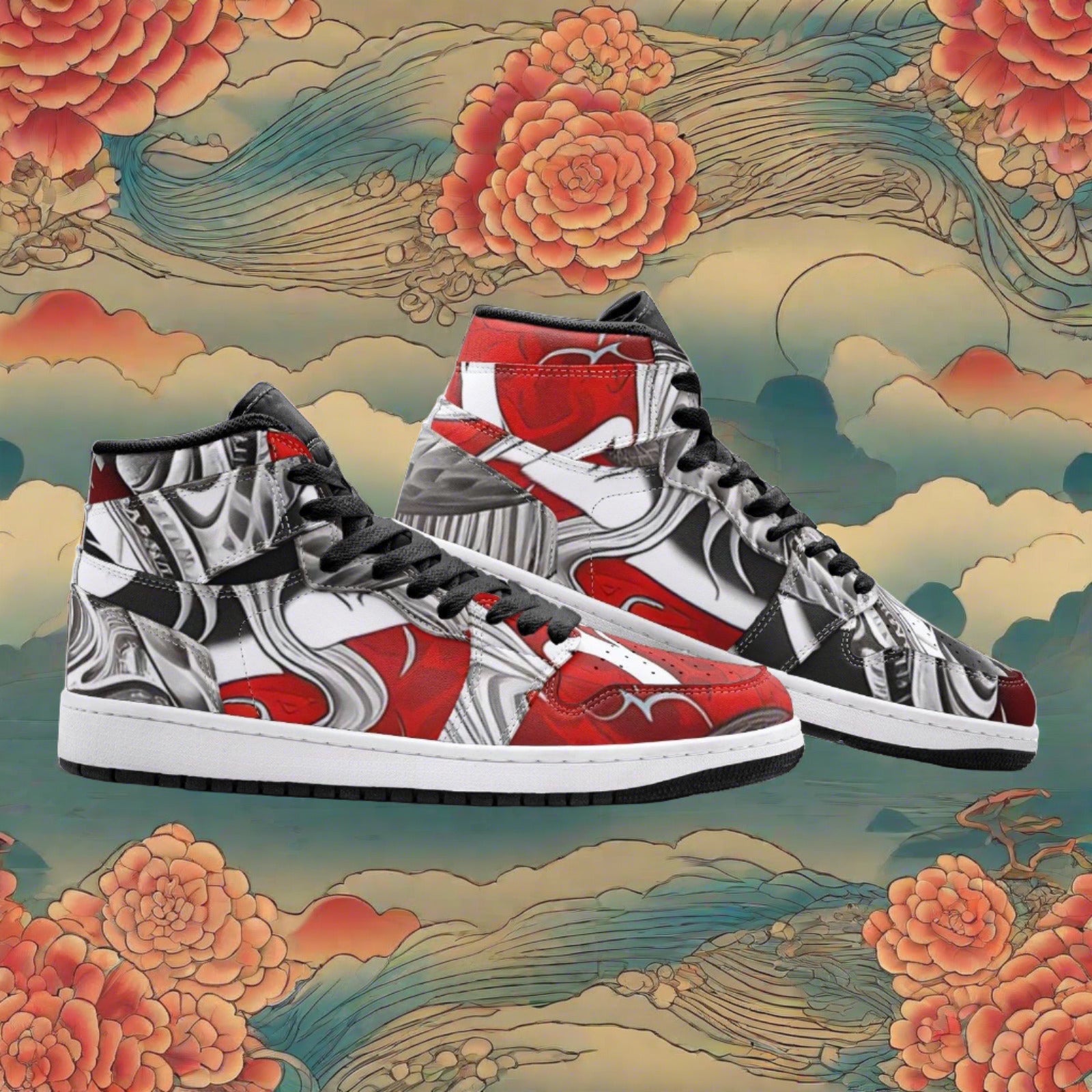 Monarch Orange Black Vivid Bold Art - Freaky Shoes | Custom Art Sneakers