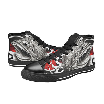 WOMEN'S Japanese Fish Art High Top Canvas Neon Fantasy Custom Sneakers