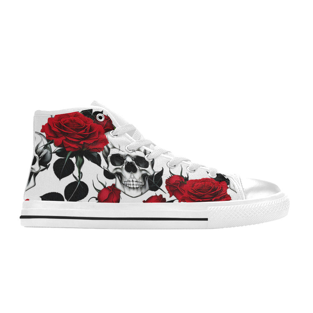 MEN'S Skulls Roses Deluxe 8 High Top Canvas Neon Fantasy Shoes