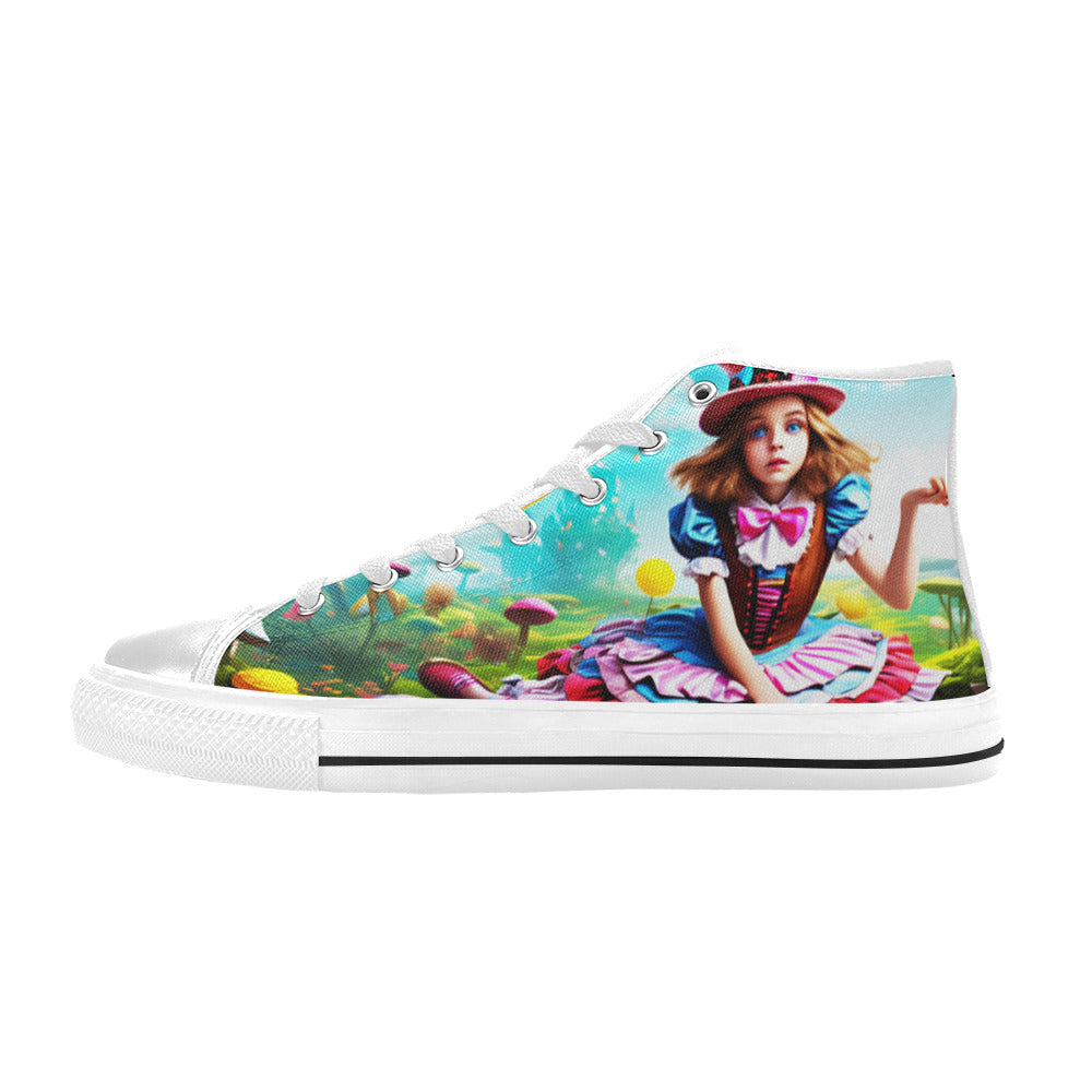 WOMEN'S Acid Creepy Wonderland Psychedelic High Top Canvas Y2K Custom Shoes