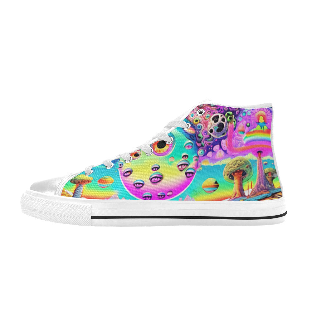 MEN'S Trippy Acid World Art High Top Canvas Vibrant Chaos Sneakers