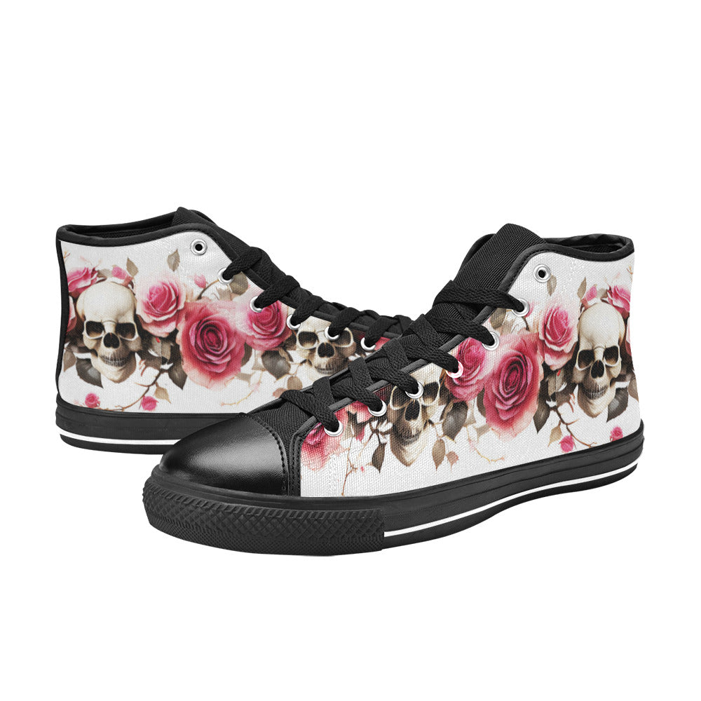 MEN'S Skulls Roses Deluxe 14 High Top Canvas Dark Academia Sneakers