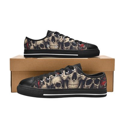KIDS' Patriotic Skull Flag Low Top Canvas Dreamcore Custom Sneakers