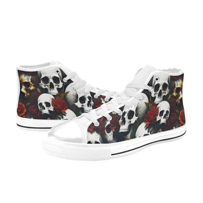 WOMEN'S Rose Skulls Dark 6 High Top Canvas Neon Fantasy Shoes