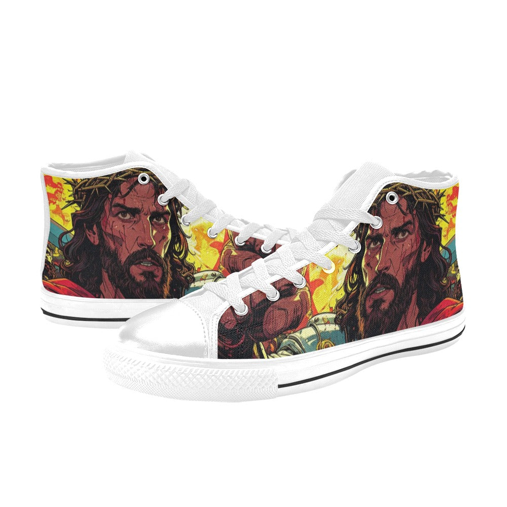 WOMEN'S Jesus_Ht_10 High Top Canvas Grunge Custom Shoes