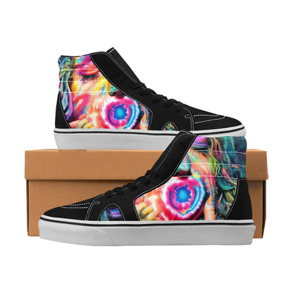 WOMEN'S Psychedelic Art Tie Dye High Top Skateboarding Cottagecore Custom Sneakers