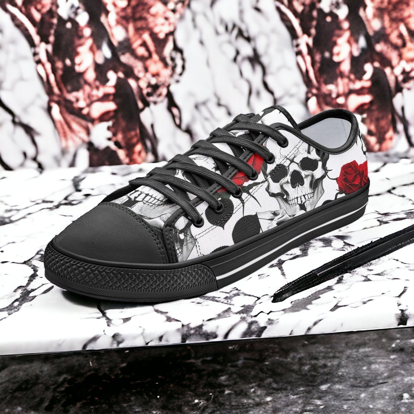 Butterfly Rainbow Crimson Black Unique Bold Art - Freaky Shoes | Custom Art Sneakers