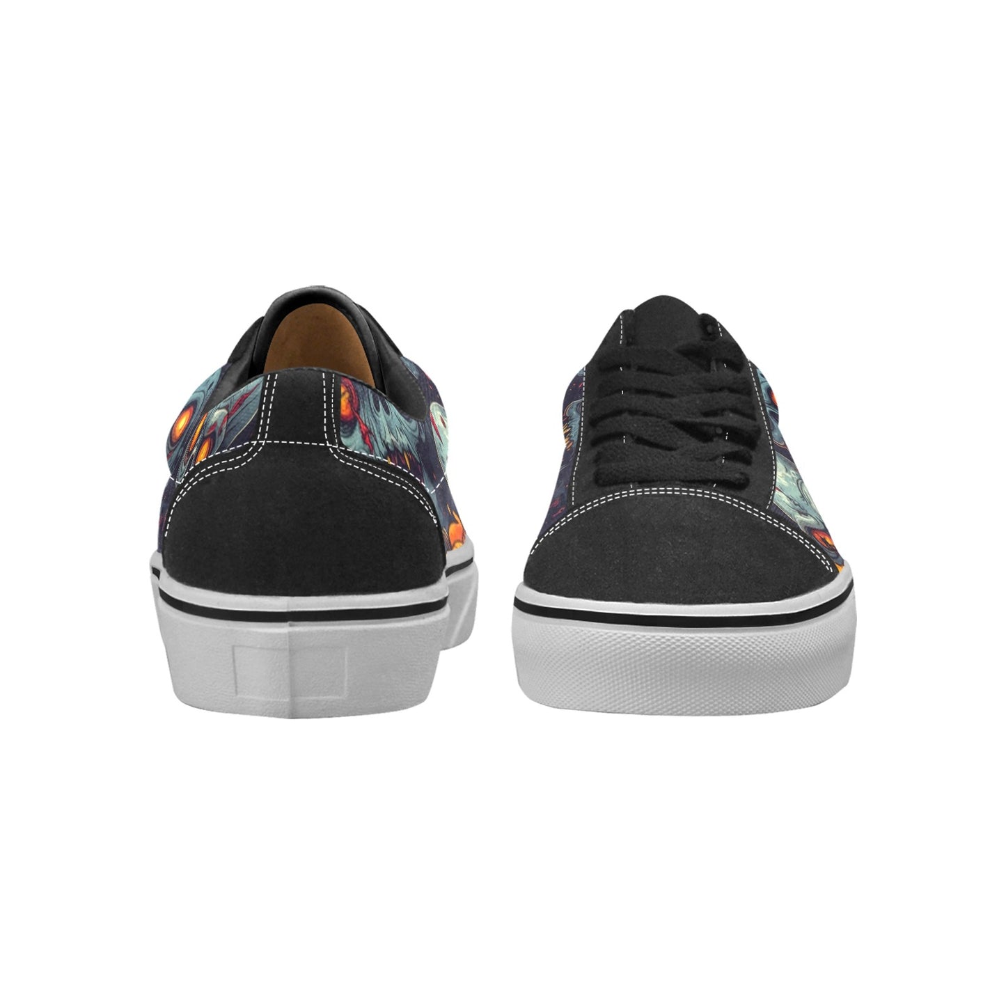 Halloween Zombie Horror Repeat Lots of overlapping Skull Cartoon Art Pattern Gritty 40373 Men's Low Top Skateboarding Shoes (Model E001-2)
