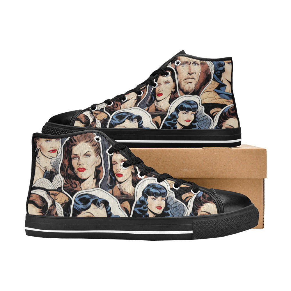 MEN'S Cc Retro Faces Men’S High Top Canvas Cottagecore Custom Sneakers