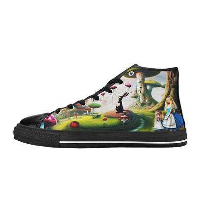 MEN'S Freaky World Wonderland Distorted High Top Canvas Grunge Custom Sneakers