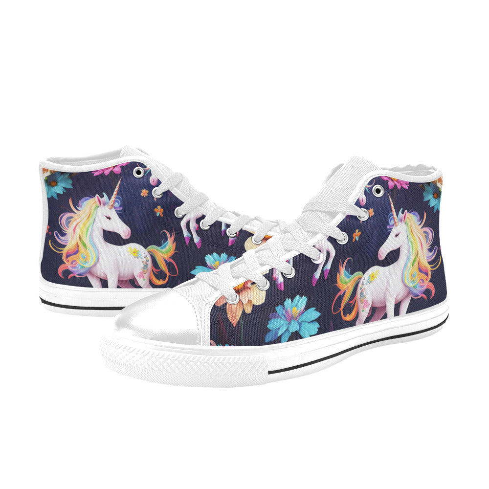 WOMEN'S Unicorns Please 2 High Top Canvas Y2K Custom Sneakers