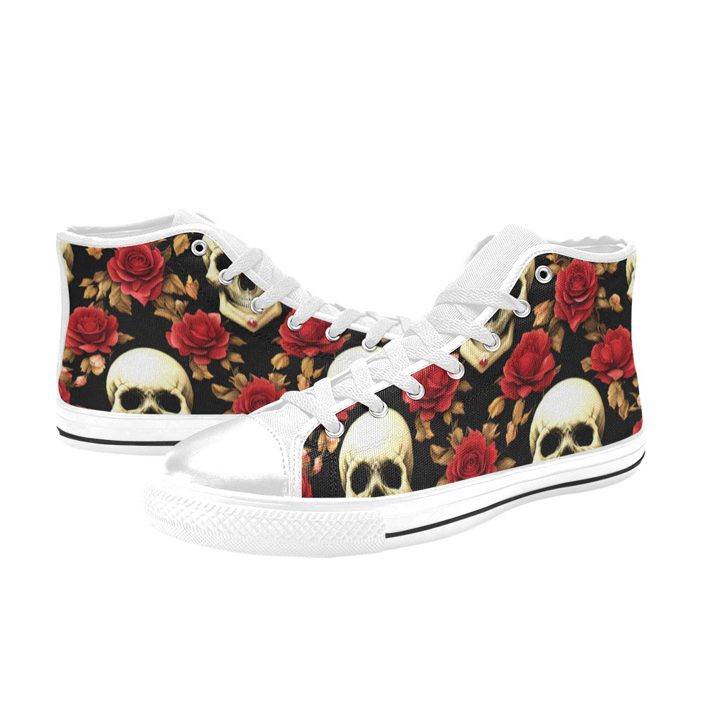 MEN'S Rose Skulls 3 Men’S High Top Canvas Y2K Sneakers