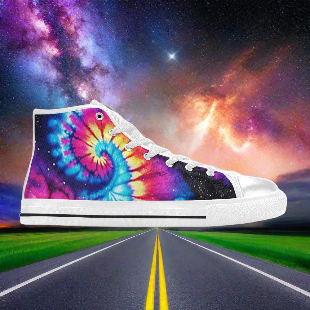 Aurora Borealis Crimson Black Custom Bold Art - Freaky Shoes