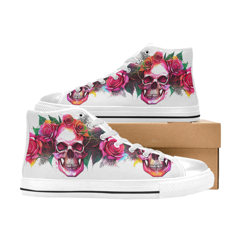 MEN'S Skulls Roses Deluxe 11 High Top Canvas Cottagecore Sneakers