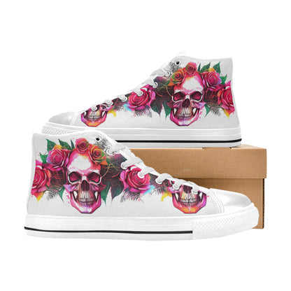 MEN'S Skulls Roses Deluxe 11 High Top Canvas Cottagecore Sneakers