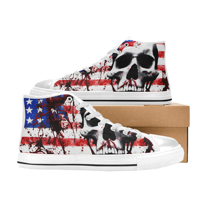 MEN'S Patriotic Splatter Art Men’S High Top Canvas Wallpaper Art Custom Shoes