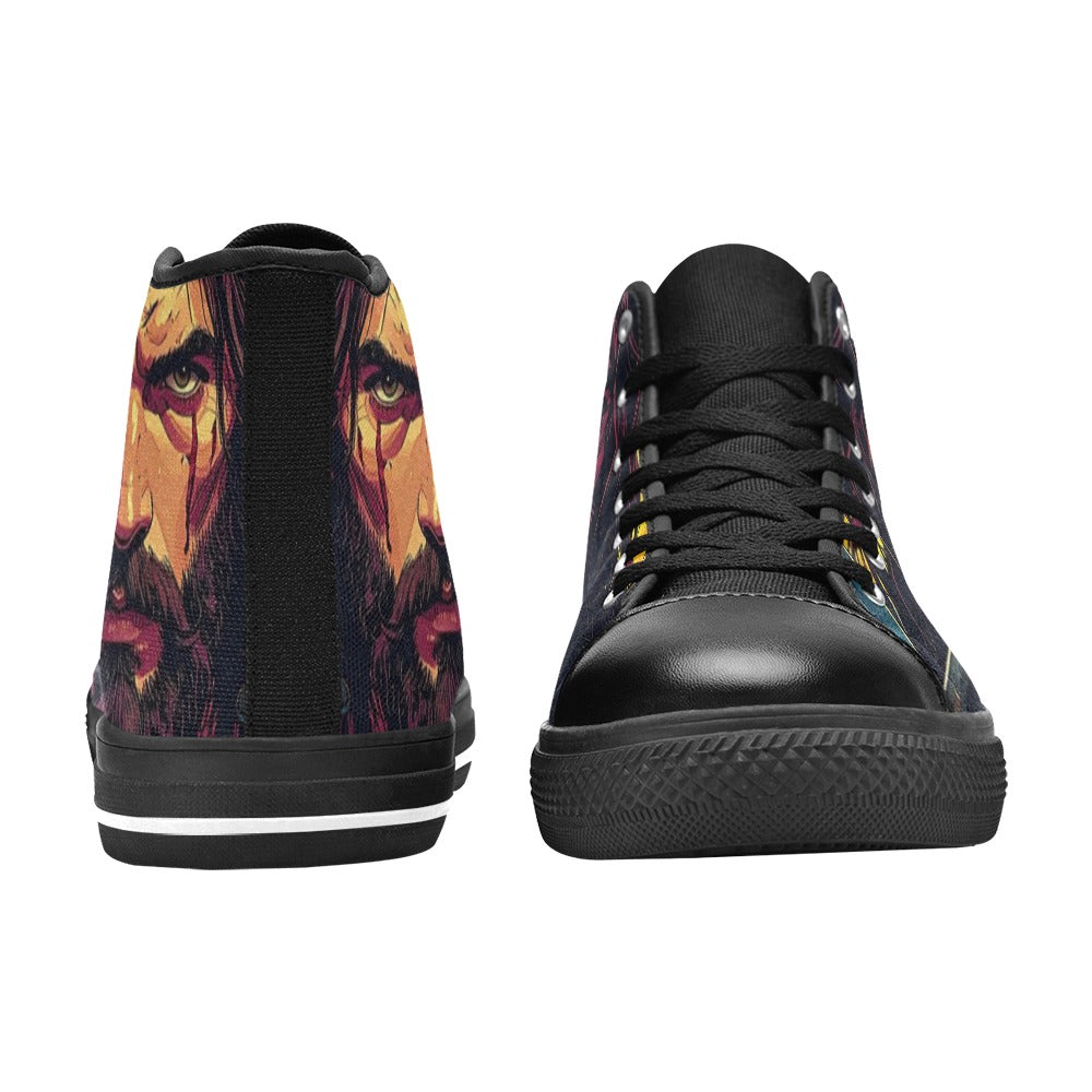 WOMEN'S Jesus_Ht_11 High Top Canvas Vibrant Chaos Custom Shoes